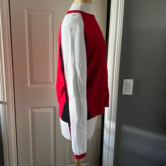 NWT BANANA REPUBLIC Lenzing Ecovero Splash Sweater XL Red/White/Black Apres Ski - Picture 4 of 5